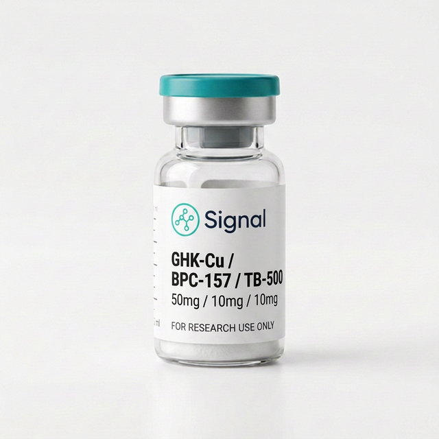 Signal GHK-Cu, BPC-157, and TB-500 research-use blend vial